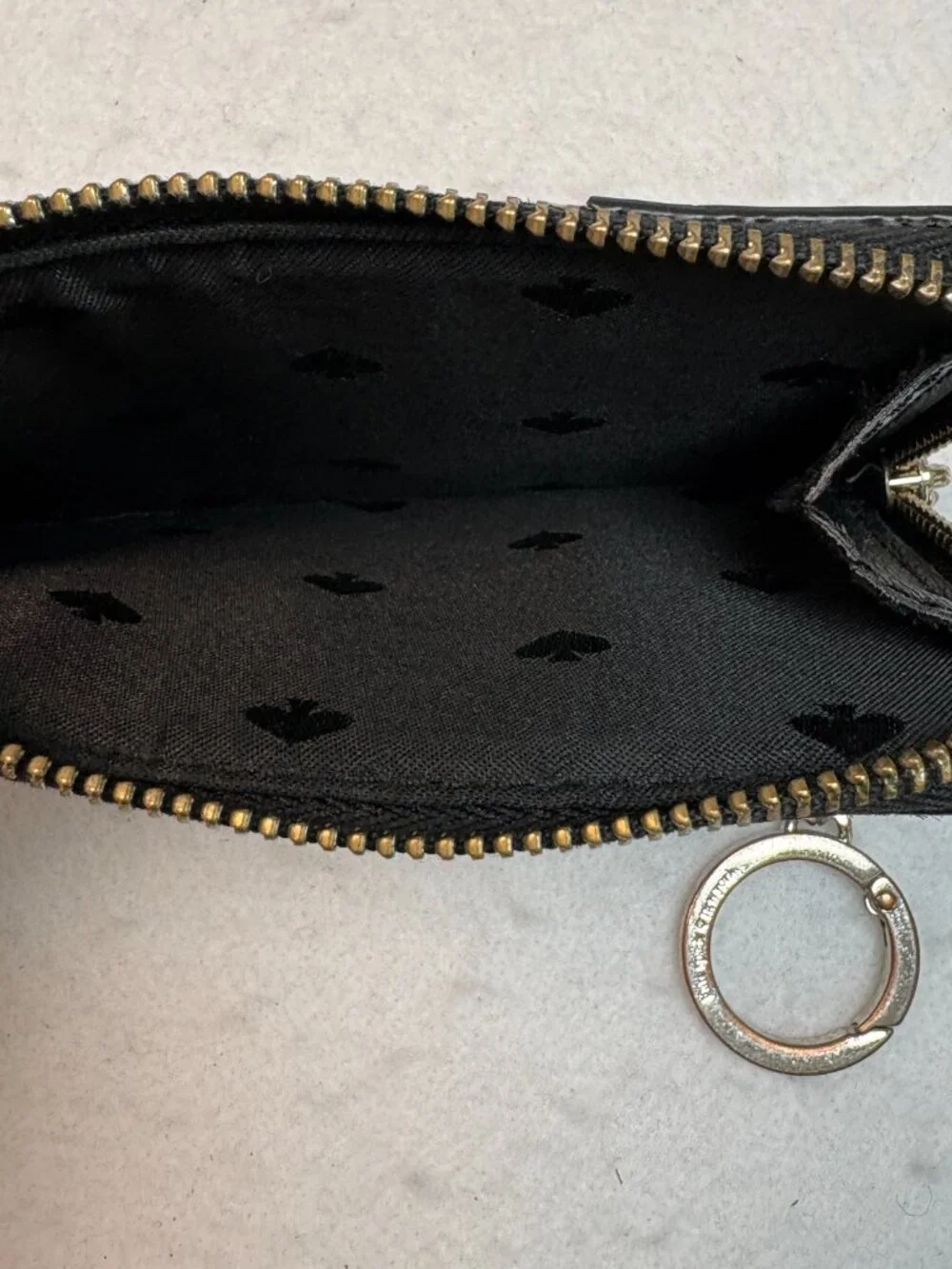 Kate Spade Darcy Houndstooth L-Zip Wallet Keychain Preppy Chic Retro Mod Classic